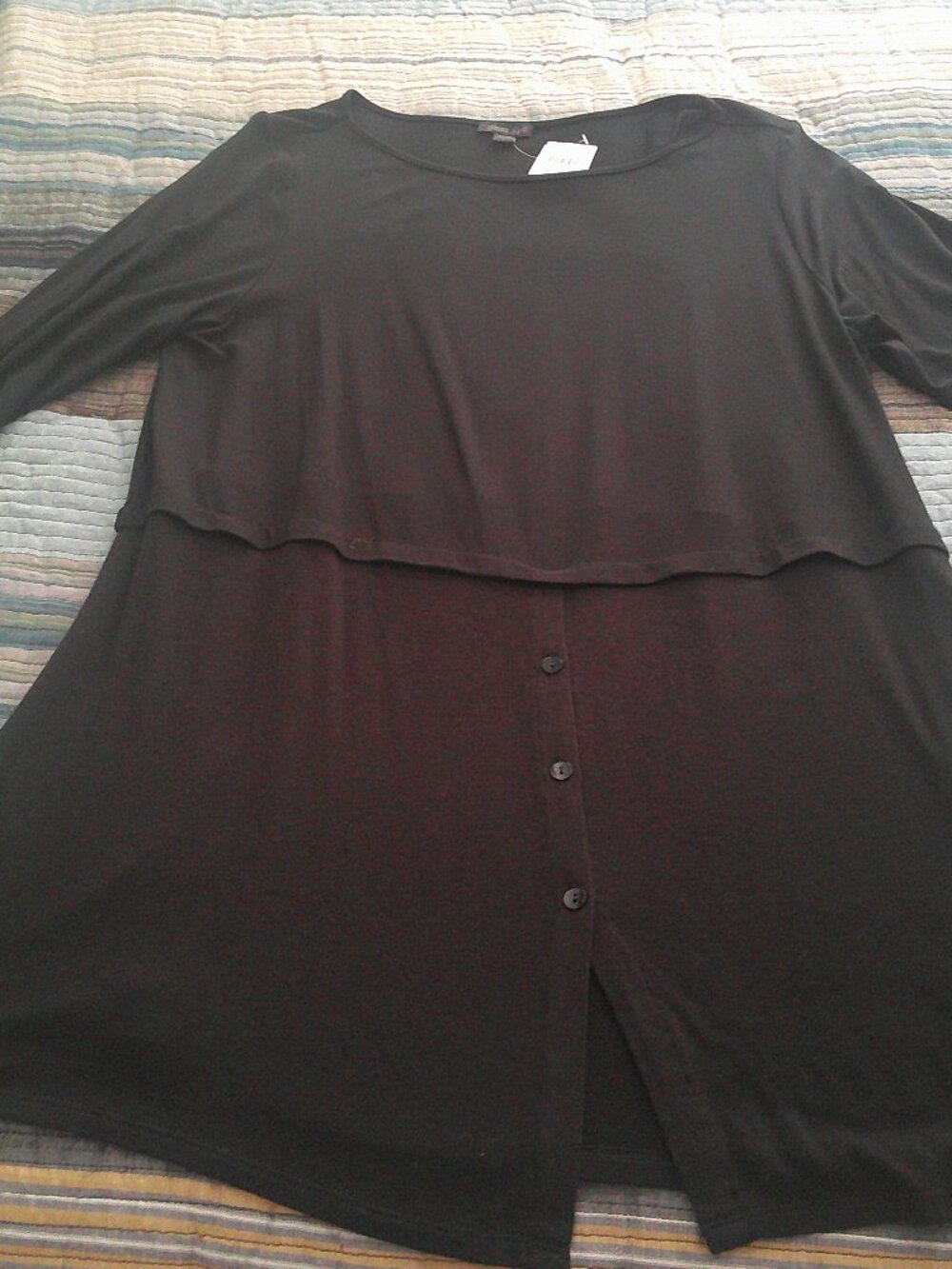 J. Jill wearever tunic with Knit bottom and buttons accent  Size L NWT